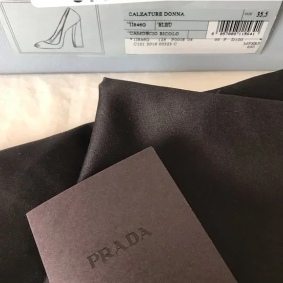 PRADA CALZATURE DONNA BLUE SUEDE PUMPS 35.5 - Picture 4 of 10